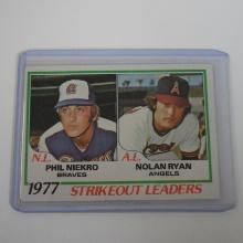 1978 TOPPS BASEBALL #206 PHIL NIEKRO NOLAN RYAN 1977 STRIKEOUT LEADERS