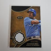 2019 TOPPS TIER ONE SALVADOR PEREZ GAME USED JERSEY CARD #D 324/399