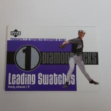 2003 UPPER DECK RANDY JOHNSON LEADING SWATCHES GAME USED JERSEY CARD