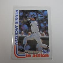 1982 TOPPS BASEBALL REGGIE JACKSON IN ACTION YANKEES