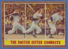 1962 Topps #318 Mickey Mantle The Switch Hitter Connects