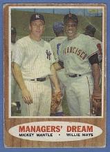 1962 Topps #18 Mickey Mantle Willie Mays Managers' Dream