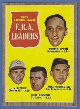 1962 Topps #56 ERA Leaders Warren Spahn Curt Simmons