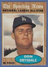 1962 Topps #398 Don Drysdale AS Los Angeles Dodgers