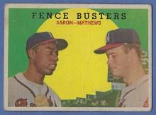 1959 Topps #212 Hank Aaron Eddie Mathews Fence Busters Milwaukee Braves