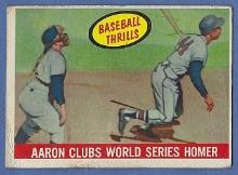 1959 Topps #467 Hank Aaron Baseball Thrills Milwaukee Braves