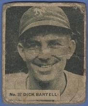 Rare 1936 Goudey World Wide Gum Canadian #37 Dick Bartell New York Giants