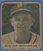 Rare 1936 Goudey World Wide Gum Canadian #82 Lauri Myllykangas Montreal Royals