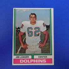 1974 TOPPS FOOTBALL #397 JIM LANGER MIAMI DOLPHINS VERY NICE