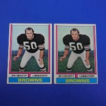 LOT OF TWO 1974 TOPPS FOOTBALL #237 JOHN GARLINGTON CLEVELAND BROWNS