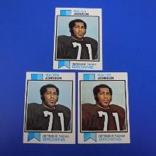 LOT OF THREE 1973 TOPPS FOOTBALL #255 WALTER JOHNSON CLEVELAND BROWNS