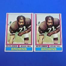 LOT OF TWO 1974 TOPPS FOOTBALL #448 WALTER JOHNSON CLEVELAND BROWNS