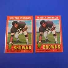 LOT OF TWO 1971 TOPPS FOOTBALL #104 WALTER JOHNSON CLEVELAND BROWNS