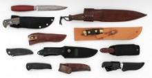 A Group of 11 Hunting Knives with Sheaths