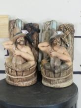 Monterey Art Studio Ceramic Book Ends(1980) "Bathing Cowboy"