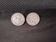 (2) SILVER WALKING LIBERTY 1942 HALF DOLLAR COINS