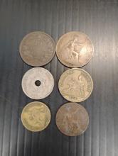 (7) ASSORTED COUNTRIES COINS FROM 1866 TO 1925