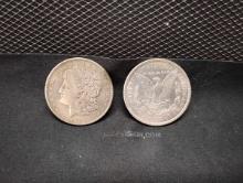 (2) 1921 MORGAN SILVER DOLLAR COINS - NO MINT