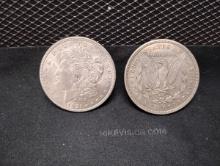 (2) 1921 MORGAN SILVER DOLLAR COINS - NO MINT