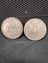 (2) 1889 MORGAN SILVER DOLLAR COINS - O MINT