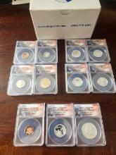 (10) 2019-S USA SILVER PROOF SET COINS - FIRST STRIKE COINS - ANACS - PR 70 DCAM -BONUS 2019-W PREMI