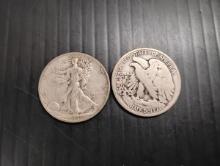 (2) SILVER WALKING LIBERTY 1935 HALF DOLLAR COINS