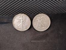 (2) SILVER WALKING LIBERTY 1937 HALF DOLLAR COINS