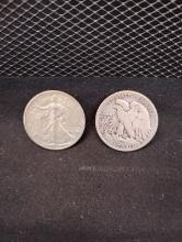 (2) SILVER WALKING LIBERTY 1939 HALF DOLLAR COINS