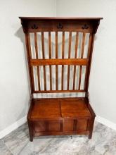 Furniture Full Storage Bench Cherry Hall Tree