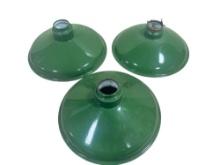 3 Green and White Matching Industrial Porcelain Lamp Shades 13" across, SINCLAIR?