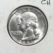 1953-S Washington Quarter, 90% silver, CH BU