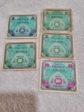 5- France Fractional Military Currency, sells times the money