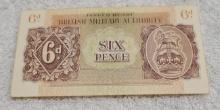 1943 Great Britain Six Pence Military Currency