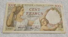 1942 France 100 Cent Francs Banknote