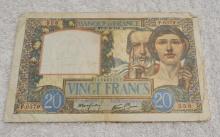 1941 France 20 Francs Banknote