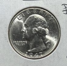 1947-S Washington Quarter, 90% silver, BU