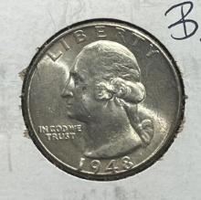 1948-D Washington Quarter, 90% silver, BU