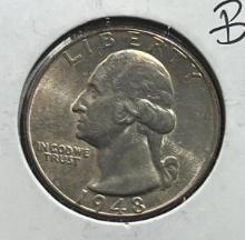 1948 Washington Quarter, 90% silver, BU