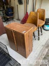 VCR tape cabinet with (2) bar chairs