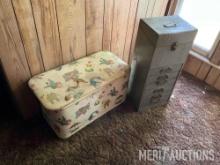 Vintage child's toy box and metal file