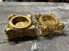 ORNATE CANDLE HOLDERS - PAINTED GOLD