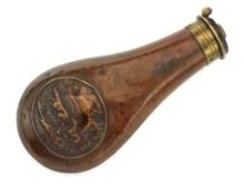 19th Century Copper And Brass Gunpowder Flask By Dixon & Sons