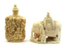 Lot Of 2 Beautiful Fine Hand Carved Asian Small Figures