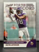 Justin Jefferson 2023 Panini Prestige For the Record Red (#215/399) Foil Xtra Points Insert Parallel