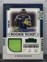 D'Wayne Eskridge 2021 Panini Contenders Rookie Ticket Swatch Green Foil Rookie RC Insert Parallel #R