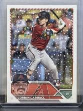 Corbin Carroll 2023 Topps Holiday Christmas Lights Variation Short Print Rookie RC #H113