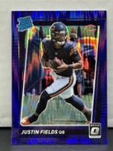 Justin Fields 2021 Panini Donruss Optic Purple Shock Prizm Rated Rookie RC #204