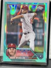 Zack Wheeler 2023 Topps Chrome Aqua Wave (#153/199) Refractor #20