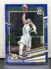 Giannis Antetokounmpo 2023-24 Panini Donruss Optic Blue Lazer Prizm #53