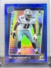 Micah Parsons 2021 Panini Donruss Optic Blue Hyper Prizm Rated Rookie RC #245